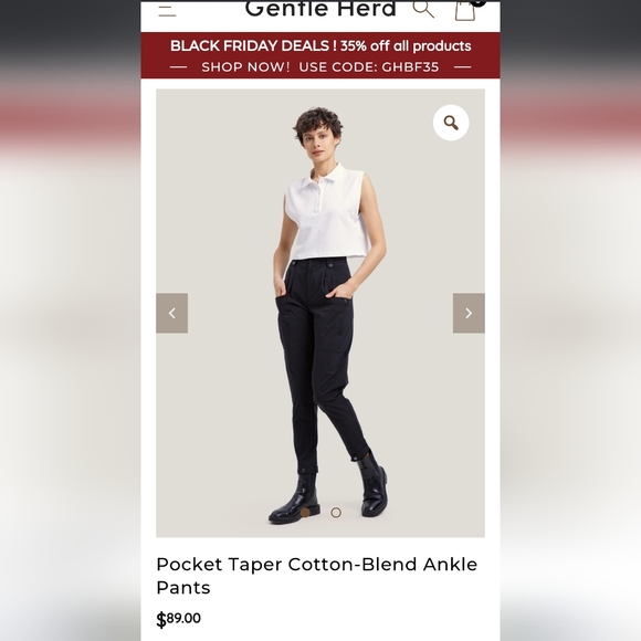 Gentle Herd Pocket Taper Cotton Blend Ankle Pants in Black - Picture 6 of 7